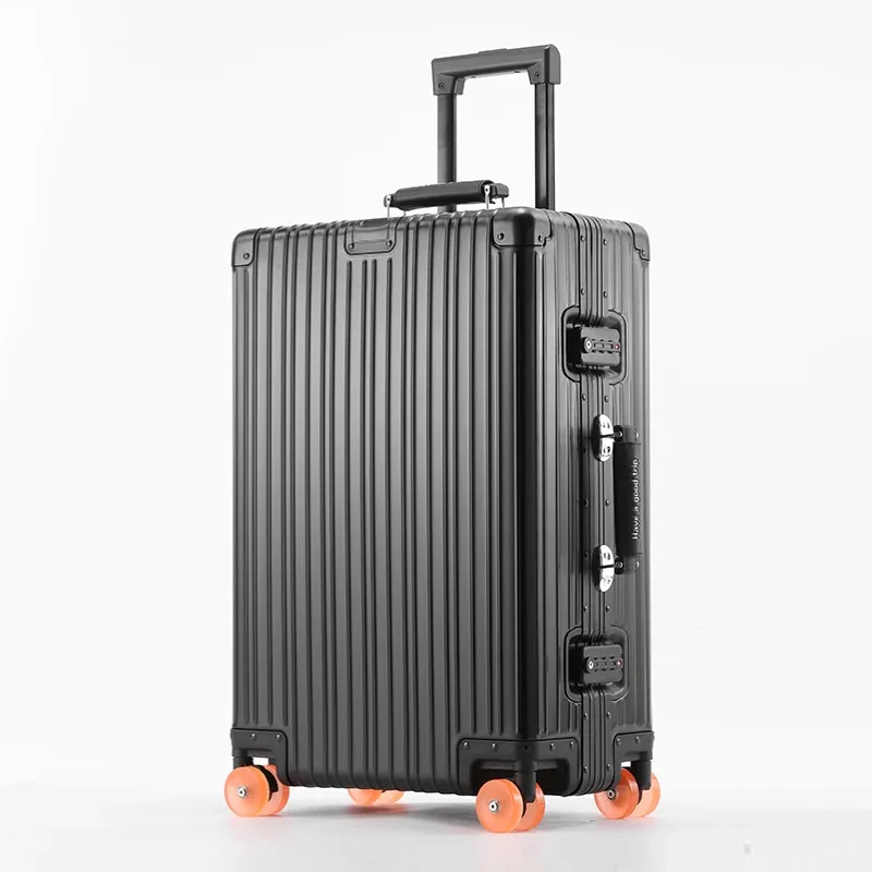 valise en alliage d'aluminium et de magnésium, grande capacité, avec serrure à combinaison, roulettes transparentes, valise à roulettes pour affaires