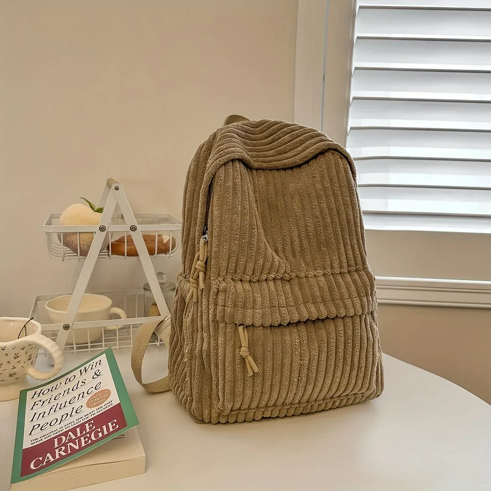 sac à dos en velours côtelé de style coréen, nouveau sac à dos polyvalent pour femmes, sac à dos de voyage pour étudiants, sacs à dos de grande capacité pour les trajets quotidiens