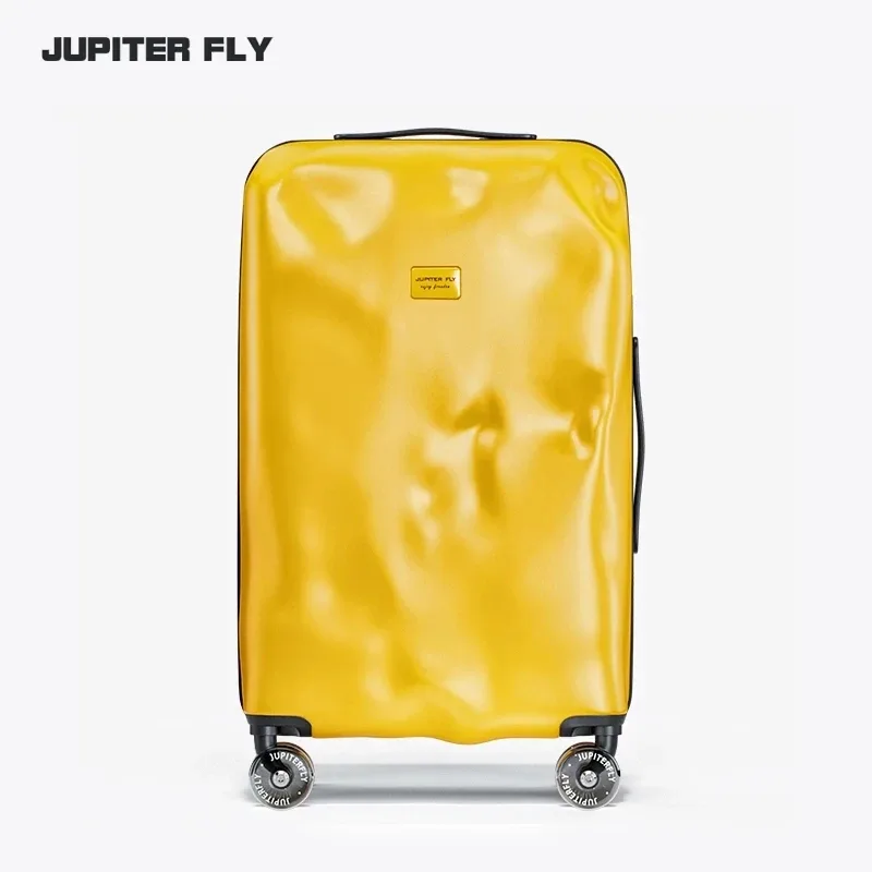 valise à roulettes, design créatif irrégulier et endommagé, tendance rétro, avec roue rotative de patinage, serrure tsa, matériau pc, nouvelle collection 2026