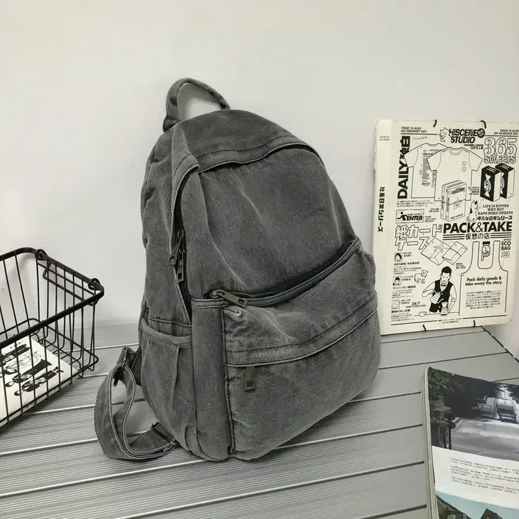 nouveau sac à dos en denim gris femmes loisirs voyage sortie sac à bandoulière femme mode cartables adapté aux garçons et aux filles mochila
