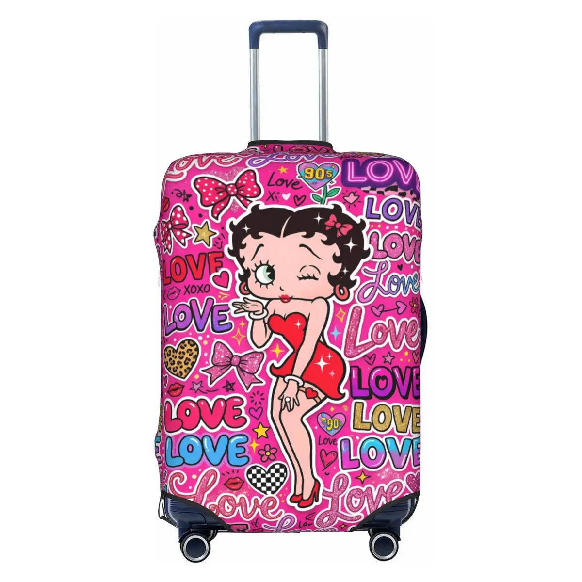 housse de valise élastique personnalisée b-bettys cartoon boop, housse de bagage de voyage classique d'anime pour valises de 18 à 32 pouces