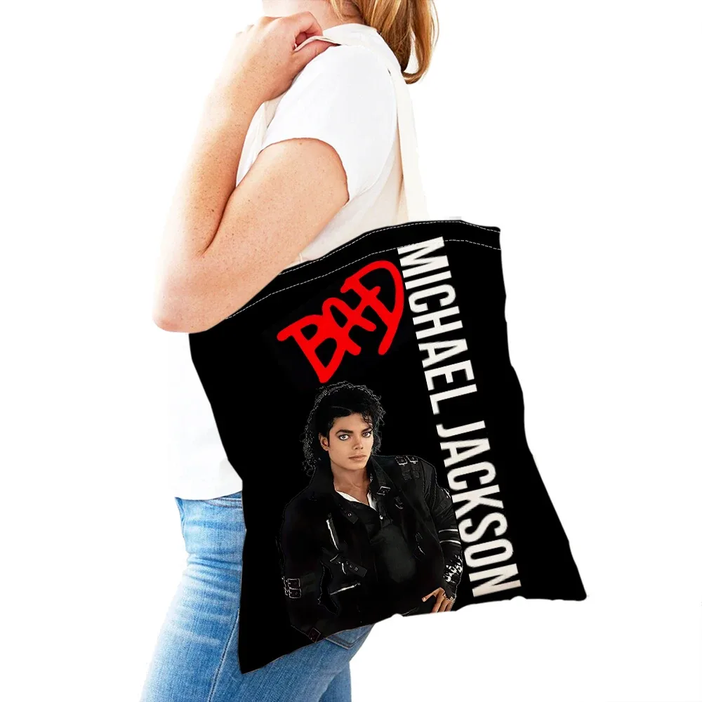 michael jackson – sac de shopping pour femmes, double impression, sacs de shopping super star lady, sac à main design, sac fourre-tout écologique, portable et pratique