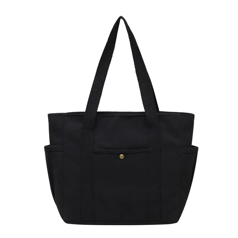 sac fourre-tout en toile de grande capacité avec logo personnalisé, pliable et réutilisable, pour shopping, déplacements, polyvalent, sac à bandoulière pour étudiant littéraire