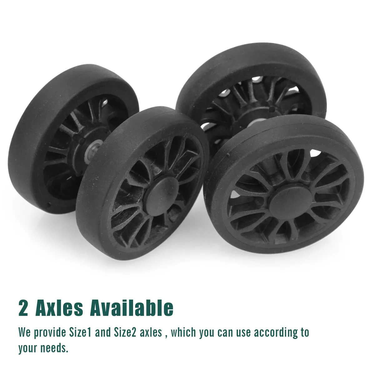 4 roulettes de rechange noires de 50 mm pour valise de voyage avec vis, roulettes en plastique pour bagages, kits de réparation de roulettes de chariot