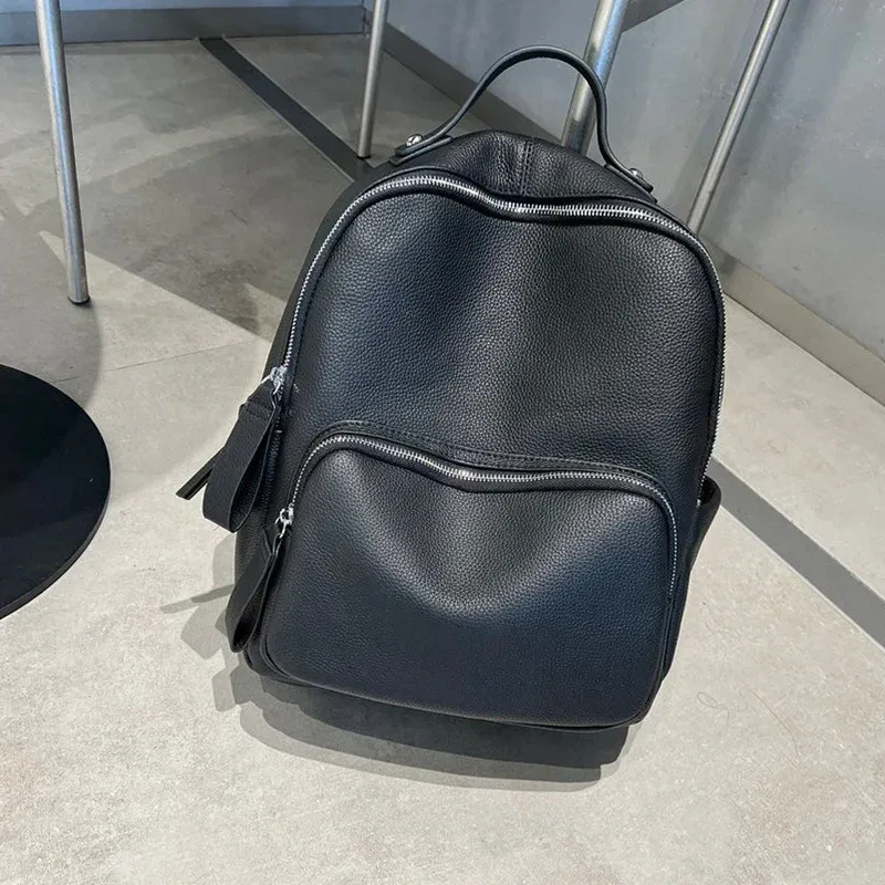 sac à dos en cuir de vachette première couche pour femme, grand sac de voyage pour femme, design tendance, sac d'école pour ordinateur portable, cartable universitaire pour femme