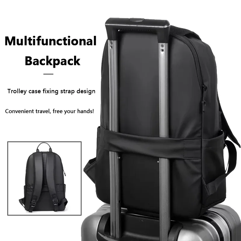 nouvelle mode hommes sac à dos en cuir pu sacs d'école noirs pour adolescent 15.6 pouces sacs à dos d'ordinateur portable mochila masculina de haute qualité