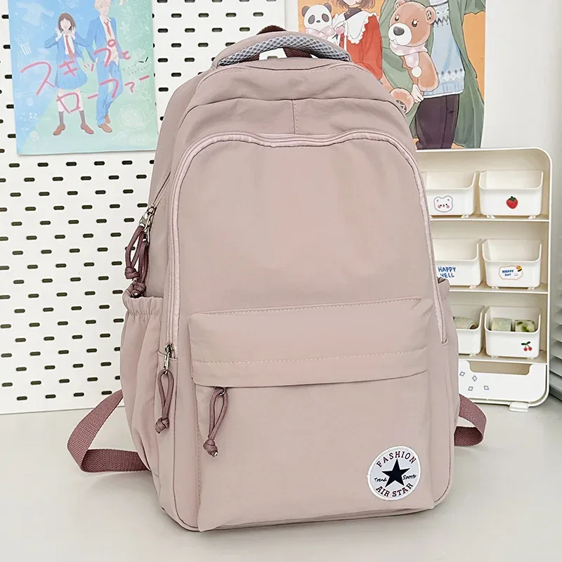 sac à dos décontracté de style universitaire, couleur bonbon, grande capacité, en nylon imperméable, pour l'école, les voyages et les ordinateurs