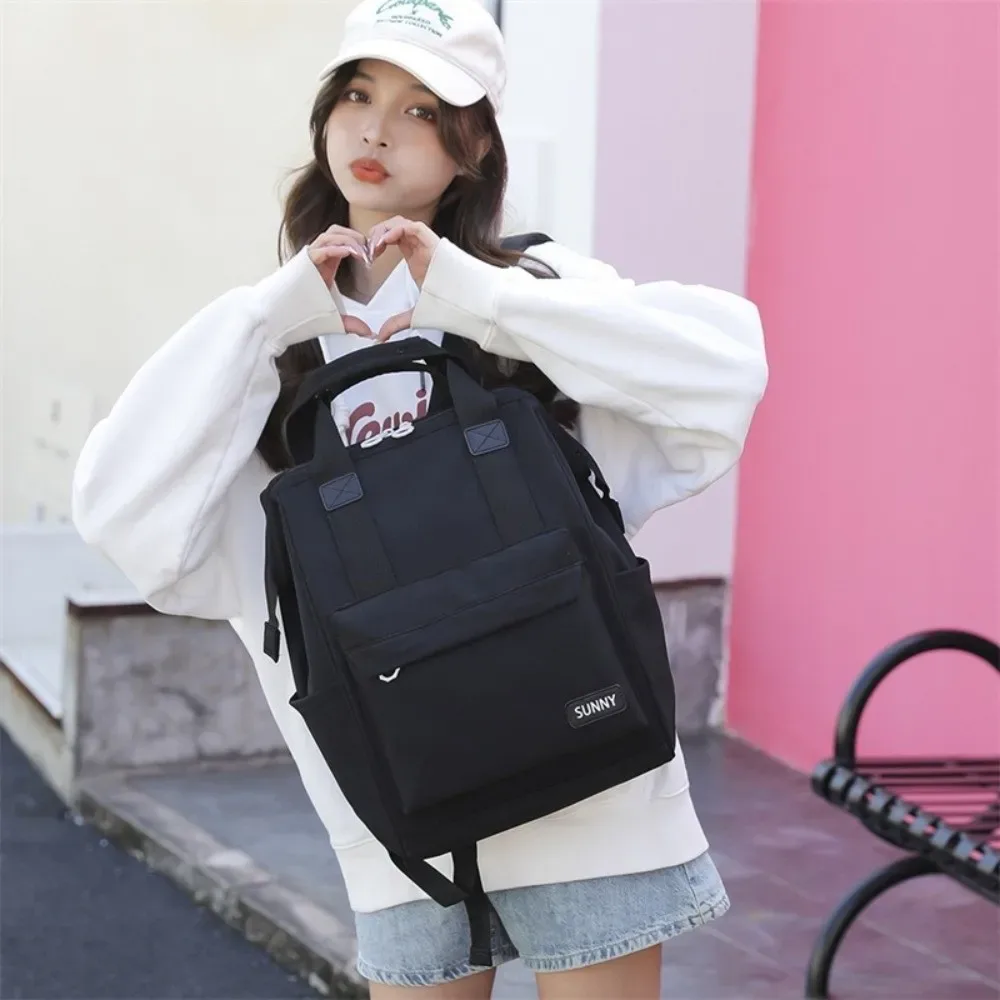 sac à dos à bandoulière de couleur unie, grande capacité, résistant à l'usure, pour ordinateur portable de voyage, tissu oxford, multi-poches, sac d'école pour étudiants