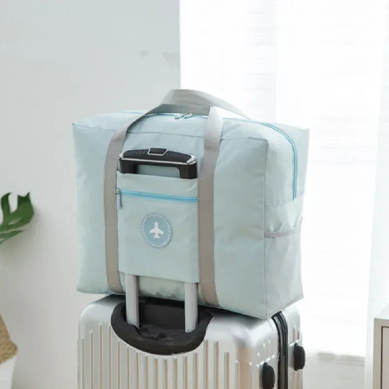 sac de voyage pliable de couleur unie, grande capacité, en tissu oxford imperméable, pour le sport et les voyages