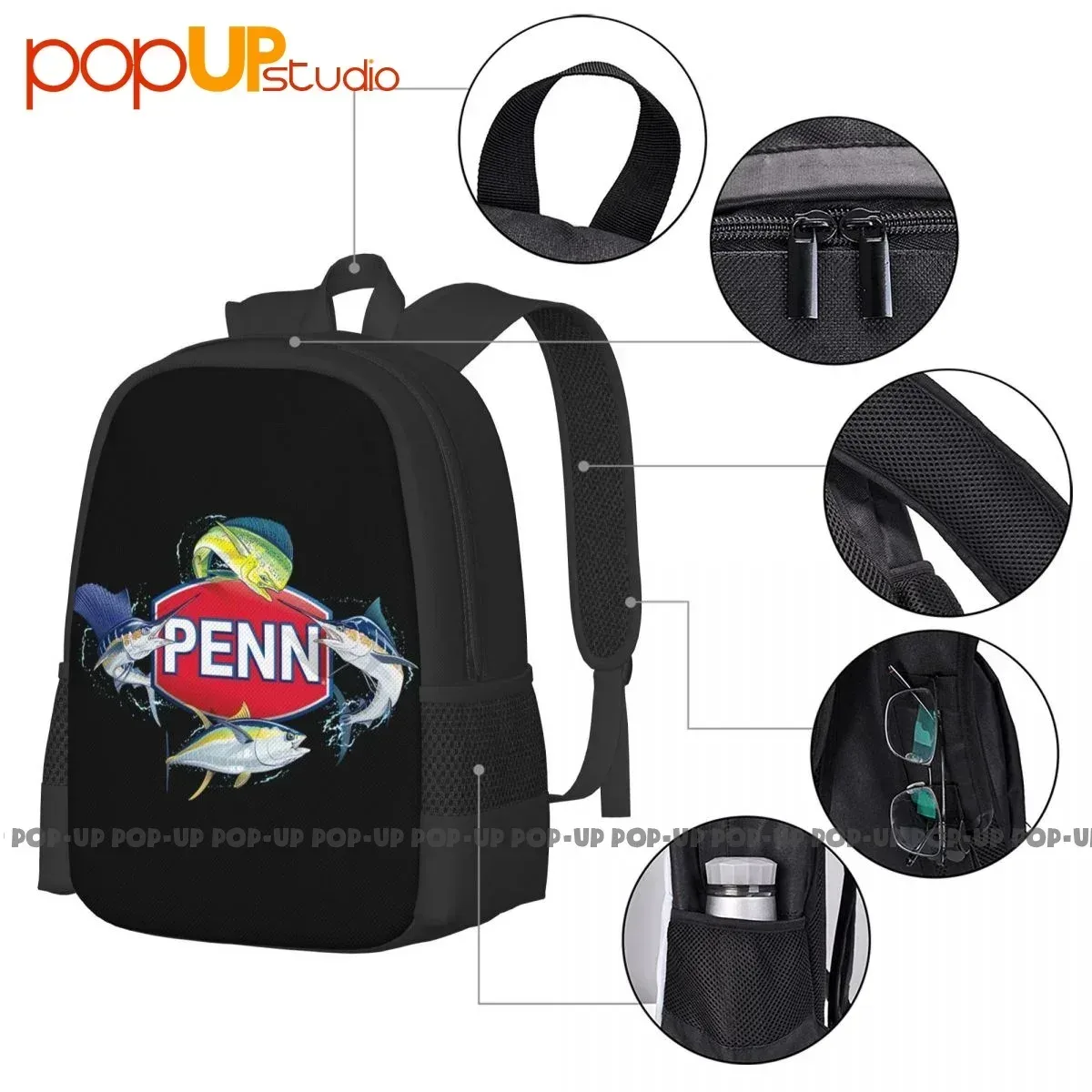 penn outils de pêche ligne moulinets tiges sac à dos grande capacité école art impression 3d sacs d'impression pour voyage