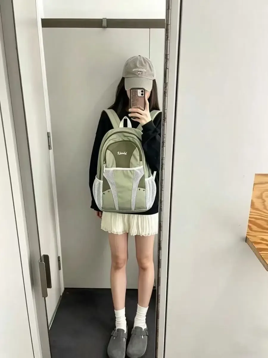 sac à dos de voyage tendance grande capacité unisexe, sac d'école patchwork, sacs à dos en nylon bleu y2k pour femme, sacs de randonnée décontractés pour homme, nouveauté 2026