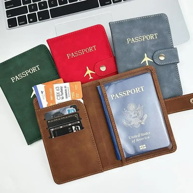 portefeuille de passeport en cuir pu mignon, imperméable, porte-cartes multiple, organiseur de documents de voyage pour hommes et femmes