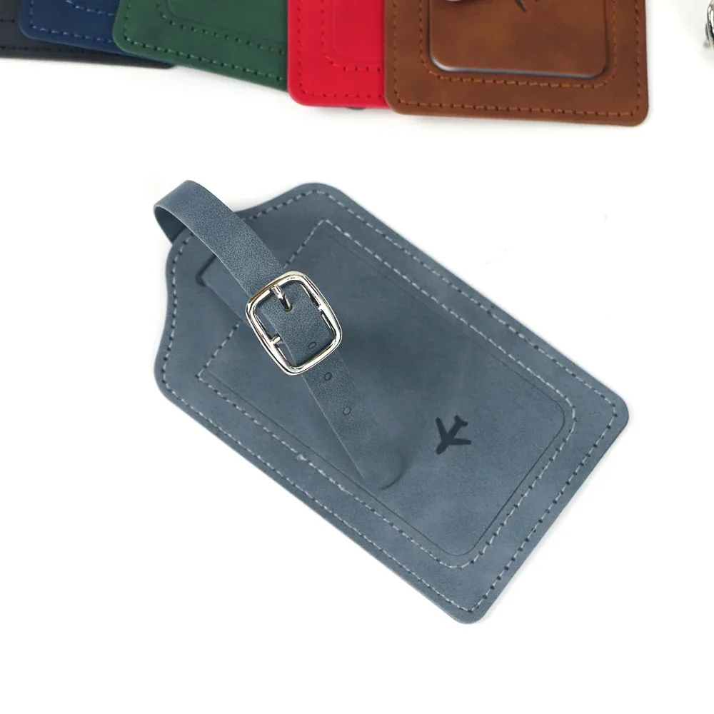 étiquette de bagage personnalisée en cuir pu avec nom, accessoire anti-perte pour voyage, carte d'embarquement en cuir