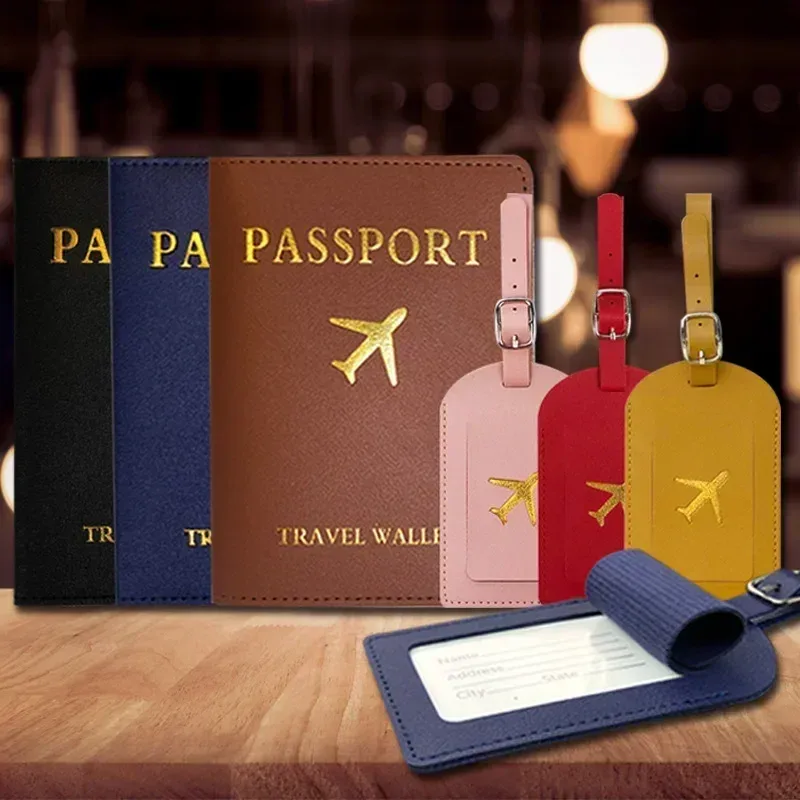 étiquette de bagage en cuir, couverture de passeport, accessoires de sac de valise de voyage, carte d'identité, adresse, porte-nom, étiquette de sac d'embarquement