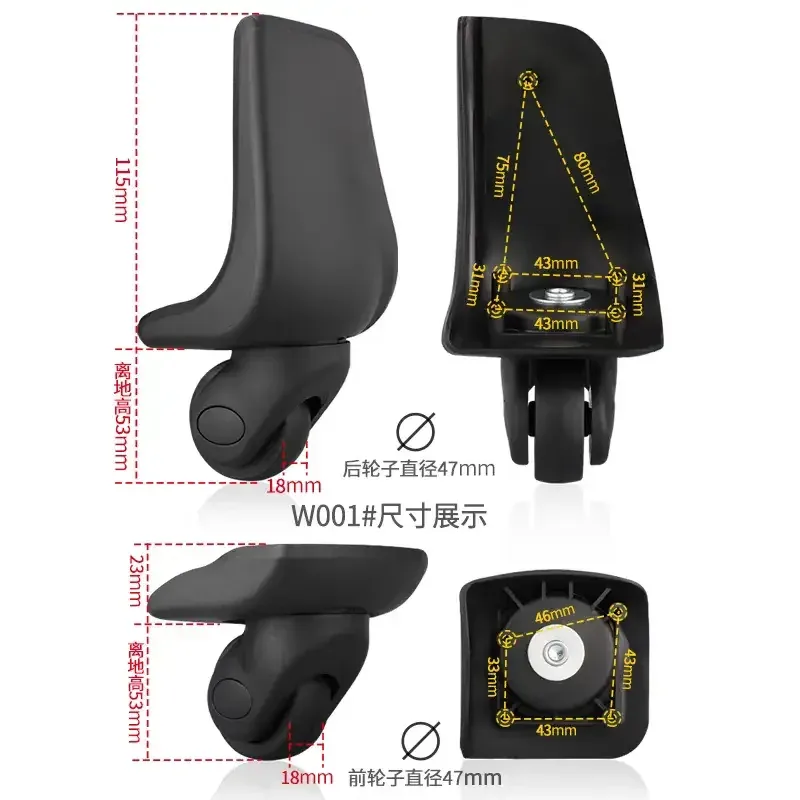 Roues souples pour valise, remplacement des roues de bagage en tissu BW006/8066, pièces de réparation pour sac à roulettes W001