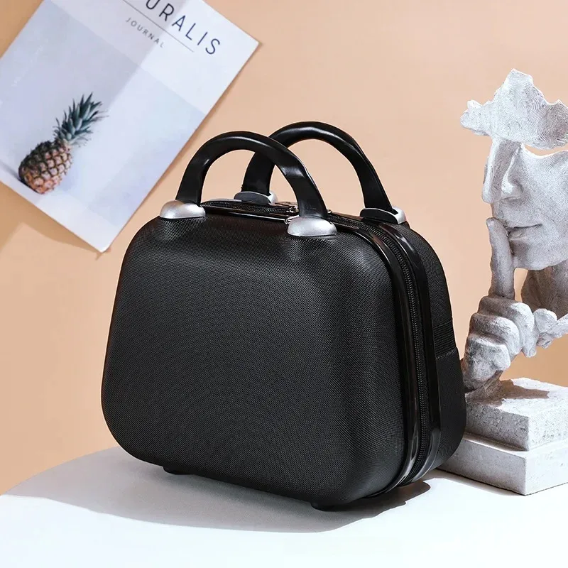 sac de maquillage de voyage pour femmes de 14 pouces, mini valise compacte en plastique abs, design uni, idéal pour un usage personnel