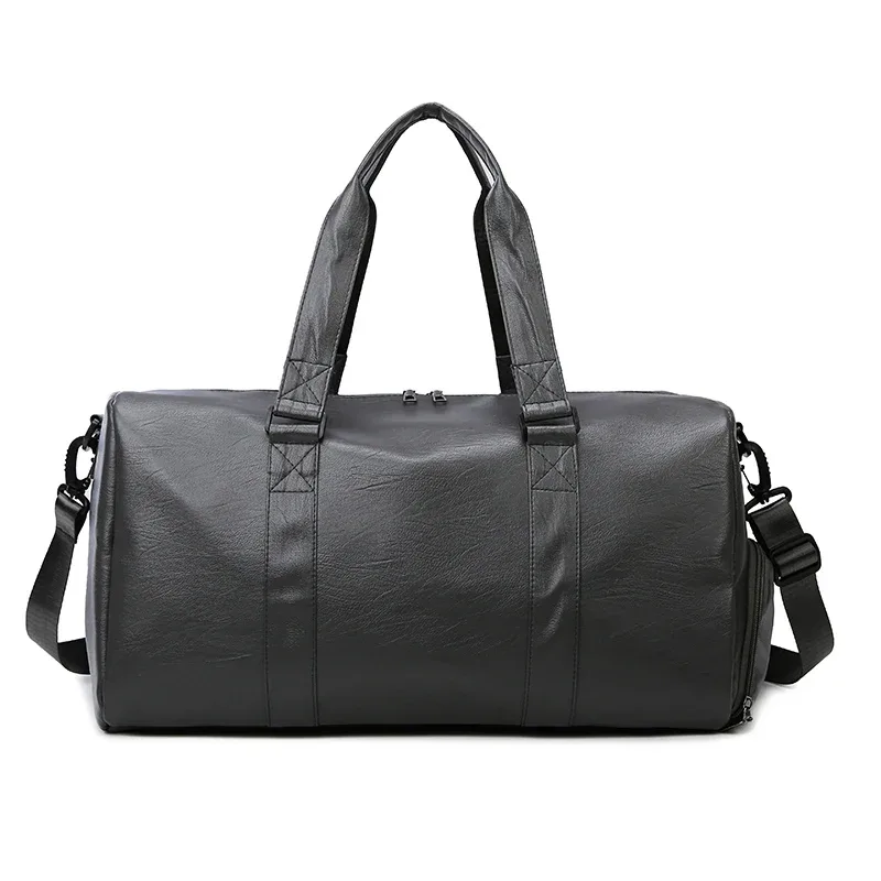 sac de sport en cuir pu avec logo, sac de sport de grande capacité, sac de fitness pour hommes, sac de yoga étanche pour femmes, nom imprimé