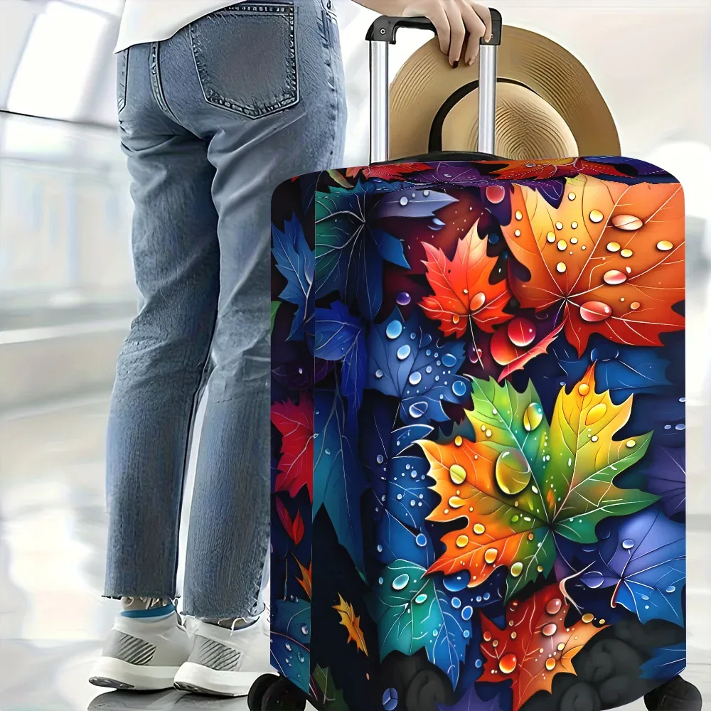 1 housse de valise avec imprimé feuilles d'automne colorées. convient aux valises de 18 à 32 pouces ; protège efficacement vos bagages
