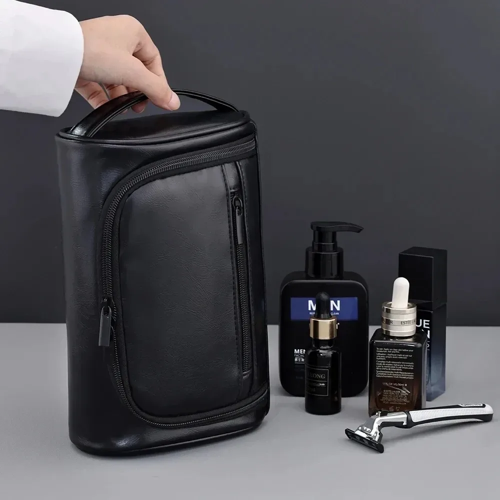 sac de toilette de voyage de haute qualité pour femmes et hommes, sacs cosmétiques rétro en cuir pu, sac de maquillage de voyage imperméable pour femmes