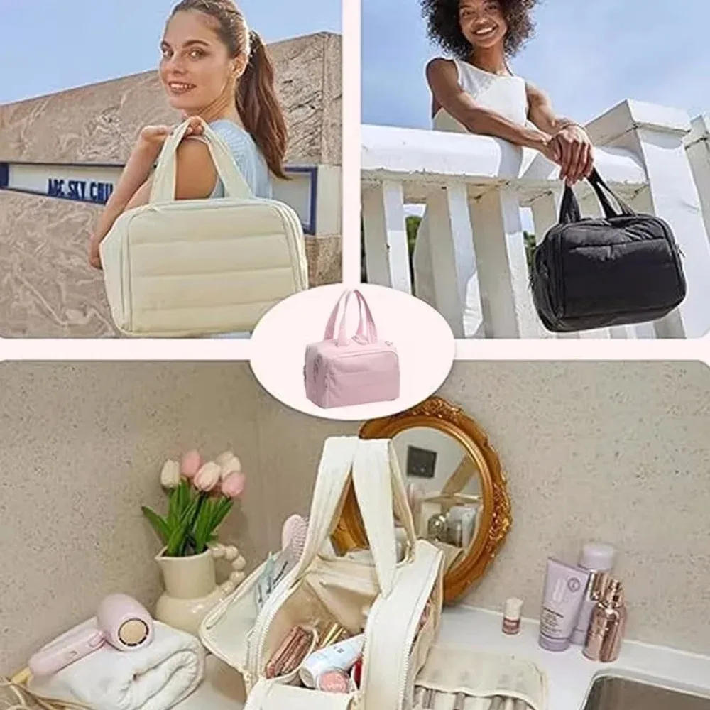 grande trousse de toilette femme grande capacité, sac de voyage imperméable pour cosmétiques, maquillage et articles de toilette, organisateur de douche avec compartiments