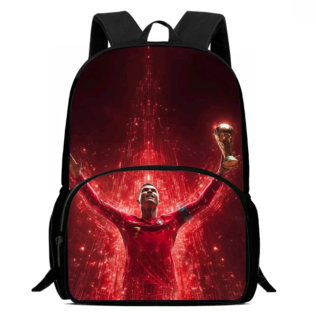 sac à dos imprimé football cr7 de haute qualité, sac de 15 pouces, grands sacs à dos pour ordinateur portable, cartable léger pour garçons et filles étudiants