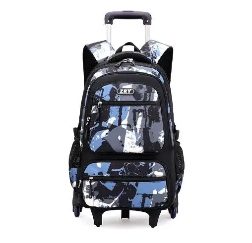 sac à dos à roulettes pour garçons, école primaire et collège, sac à roulettes pour garçons avec 6 roues, sac à dos à roulettes avec 2 roues