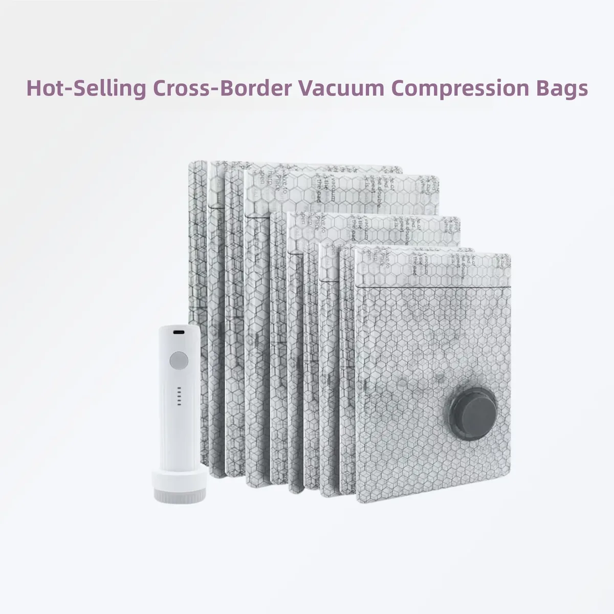 sac de compression sous vide pour vêtements et couettes, pompe à air portable incluse, matériau pa+pe durable,