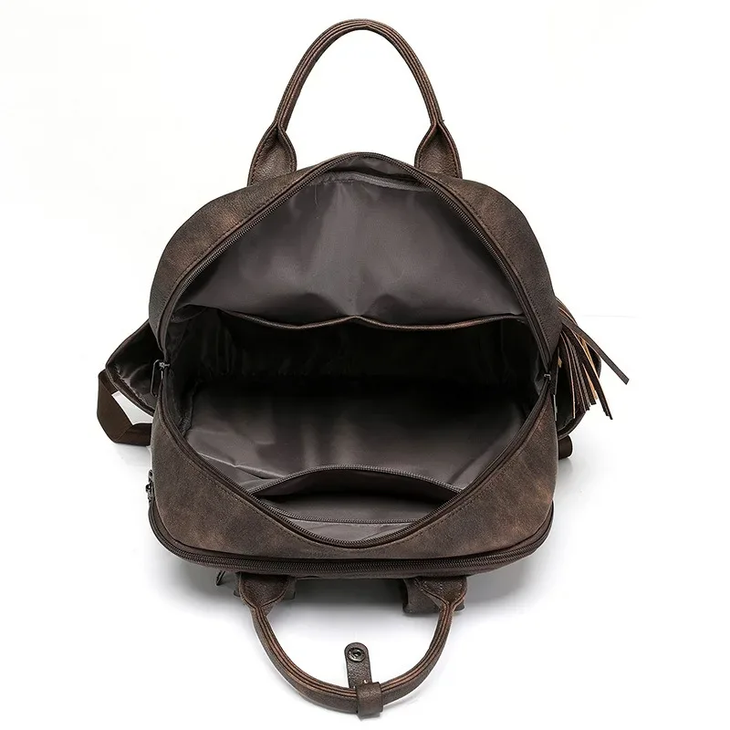 sac à dos cuir pu vintage dames – conçu pour ordinateur 15.6 pouces, parfait comme daypack collège, sac bureau et valise de voyage, détails rétro charmeur, matériaux durables, compartiments, s’adapte à tous les moments