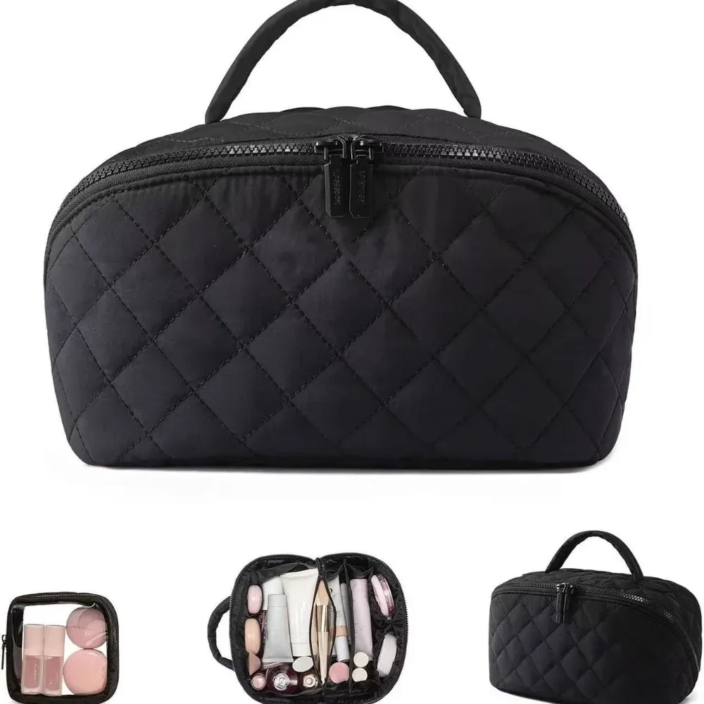 nouvelle trousse de maquillage pour femmes, grande capacité, pliable à plat, légère, portable, trousse de toilette, trousse à cosmétiques, sac de voyage et d'affaires