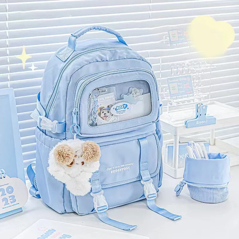 sac à dos de style crème pour lycéennes, sac d'ordinateur haute apparence, grande capacité