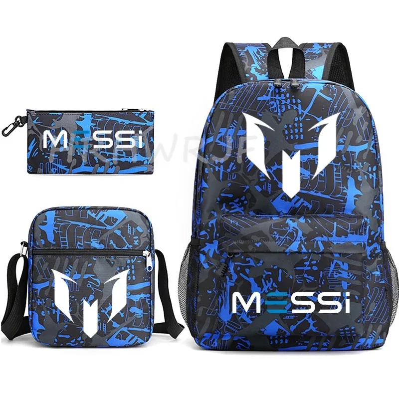sac à dos de football messi imprimé, grande capacité, sacs d'école avec étui à stylos décontracté, sac à bandoulière, sac de sport no 10, sacs de voyage pour femmes et hommes