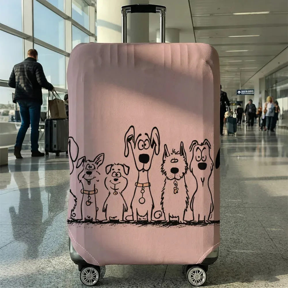 housse de protection pour bagages à motif de chien, adaptée aux bagages de 18 à 32 pouces, avec poignées, accessoires de voyage