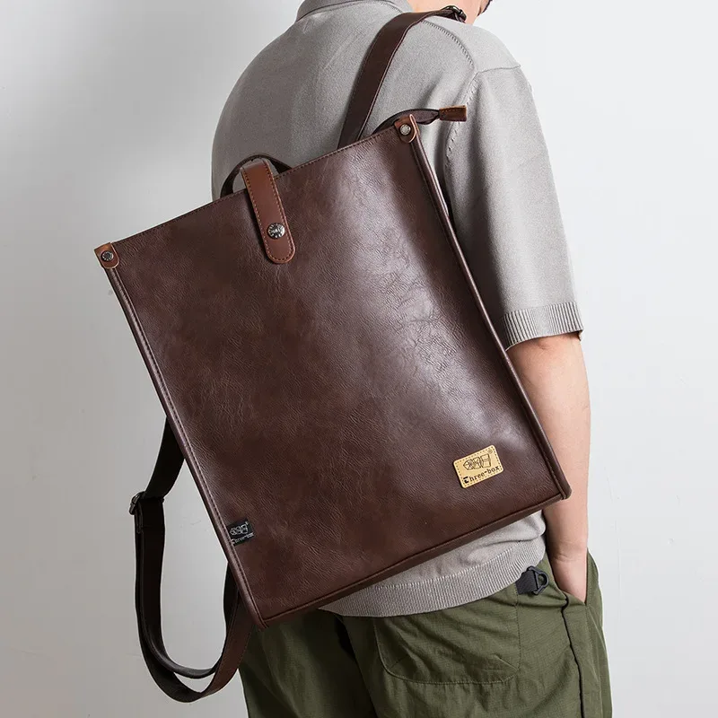 sacs en cuir pour ordinateur portable pour hommes, sacs à dos d'affaires, sac de voyage rétro masculin, sacs d'école à la mode