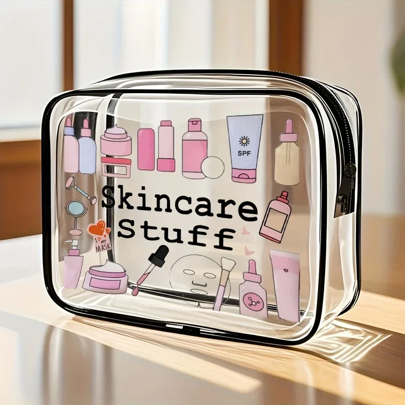 1 pièce trousse de maquillage transparente, organiseur de voyage pour produits de soin et articles de toilette, approuvée tsa, pochette cosmétique étanche pour femme