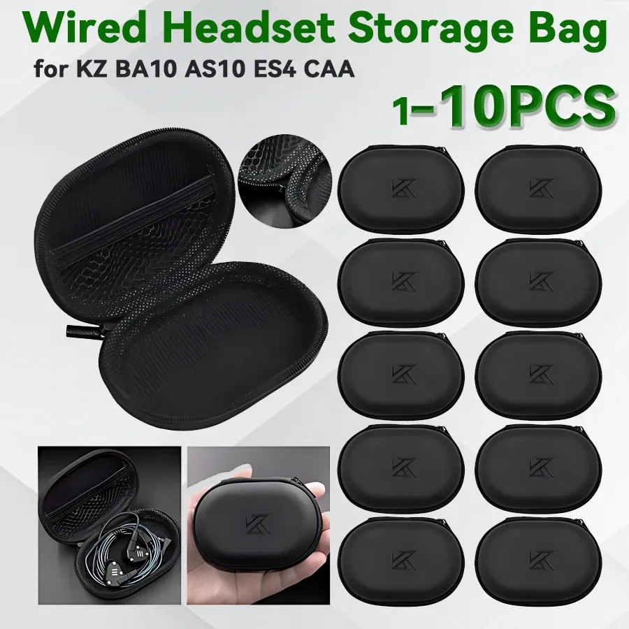 sac de rangement pour écouteurs filaires, 1 à 10 pièces, étui de transport universel pour écouteurs filaires, boîte de rangement en pu, sac organisateur pour kz ba10 as10 es4
