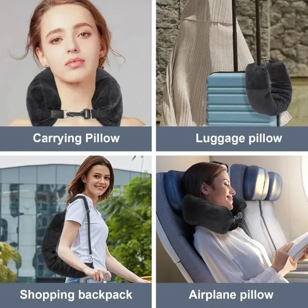 taie d'oreiller de voyage rechargeable, sac de rangement, sac de voyage portable, coussin d'avion, oreiller de cou de voyage, auto-remplissage