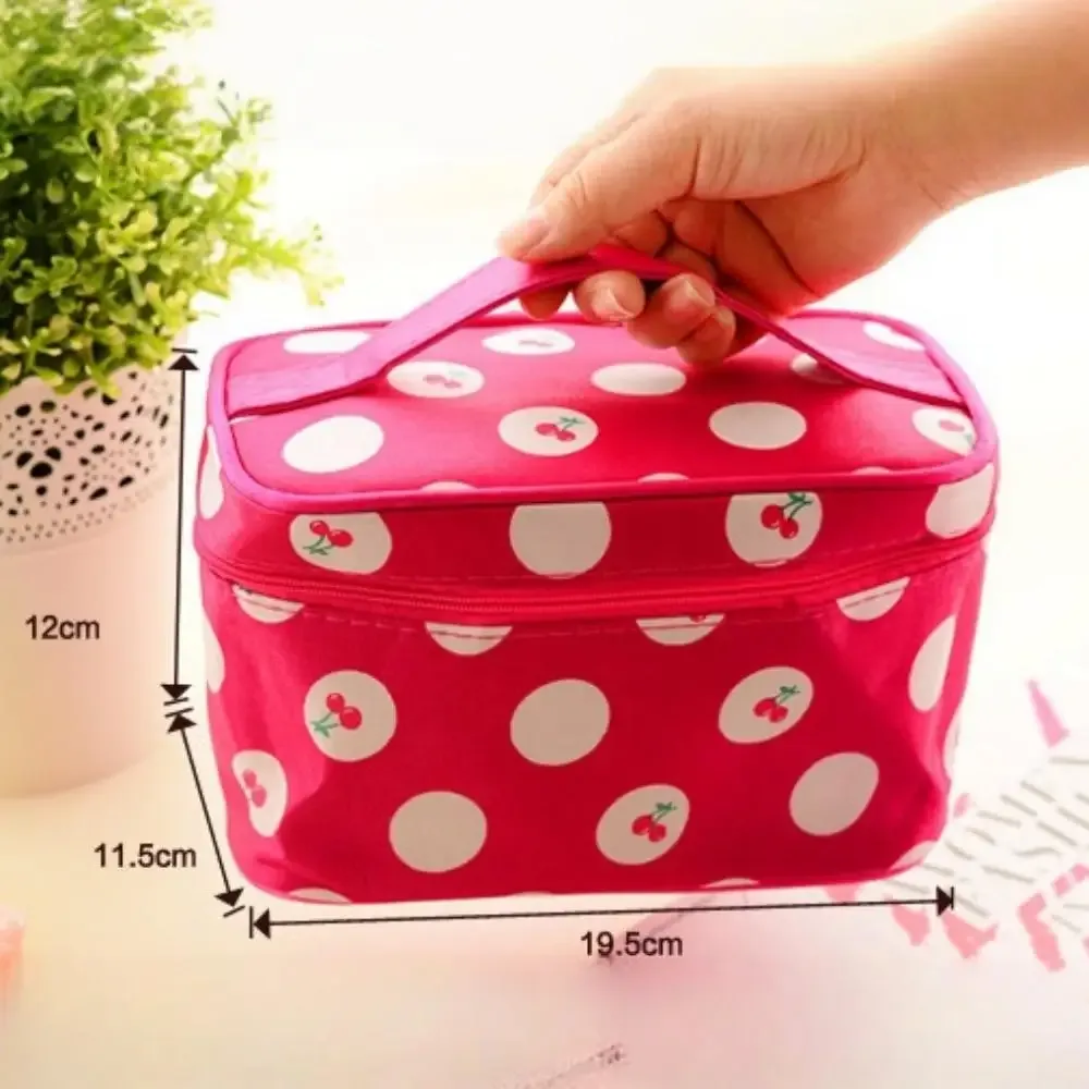 sac de maquillage à pois, sac de voyage portable de grande capacité, organisateur de toilette, boîte de rangement, sac à main étanche, sac à cosmétiques, sac de lavage
