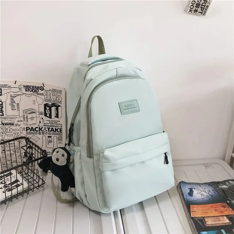 sac à dos de couleur unie pour femmes, sac de livre d'université multi-poches, sacs à dos décontractés pour ordinateur portable, cartable pour hommes et adolescentes, sacs d'école pour filles