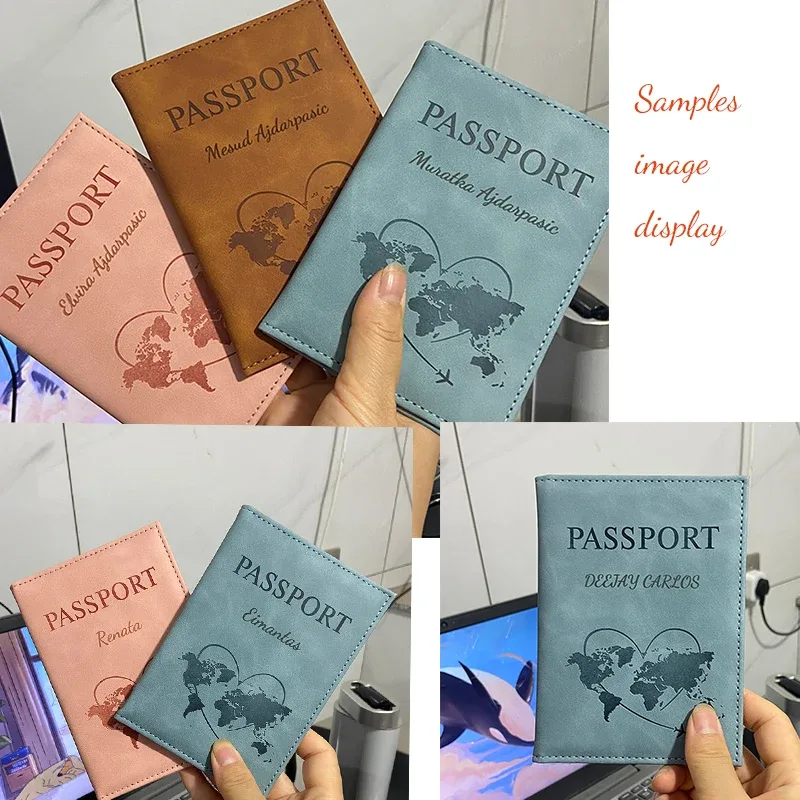 belle couverture de passeport de carte, portefeuille de voyage à la mode, organisateur de documents, passeport, nom personnalisé sur la protection du passeport
