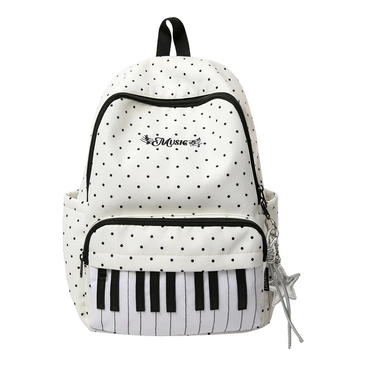 sac à dos en nylon à pois tendance, sac à dos pour clavier de piano avec pendentif, sac à dos quotidien pour adolescentes, sacs à dos mignons, grand sac de voyage, sac pour ordinateur portable