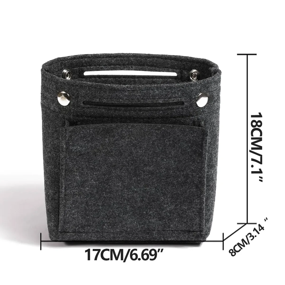 organisateur de sac à main en feutre ultra-plat avec fermeture à bouton-pression, sac de maquillage intégré avec plusieurs poches pour sac à main et sac fourre-tout