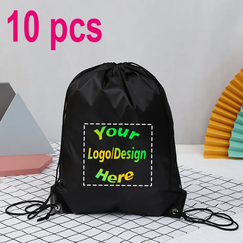 sac à dos personnalisé avec proximité wstring, sac de voyage en plein air, de dehors, d'entraînement, de chaussures de bug astique, impression de logo, cadeau personnalisé, 10 pièces/lot