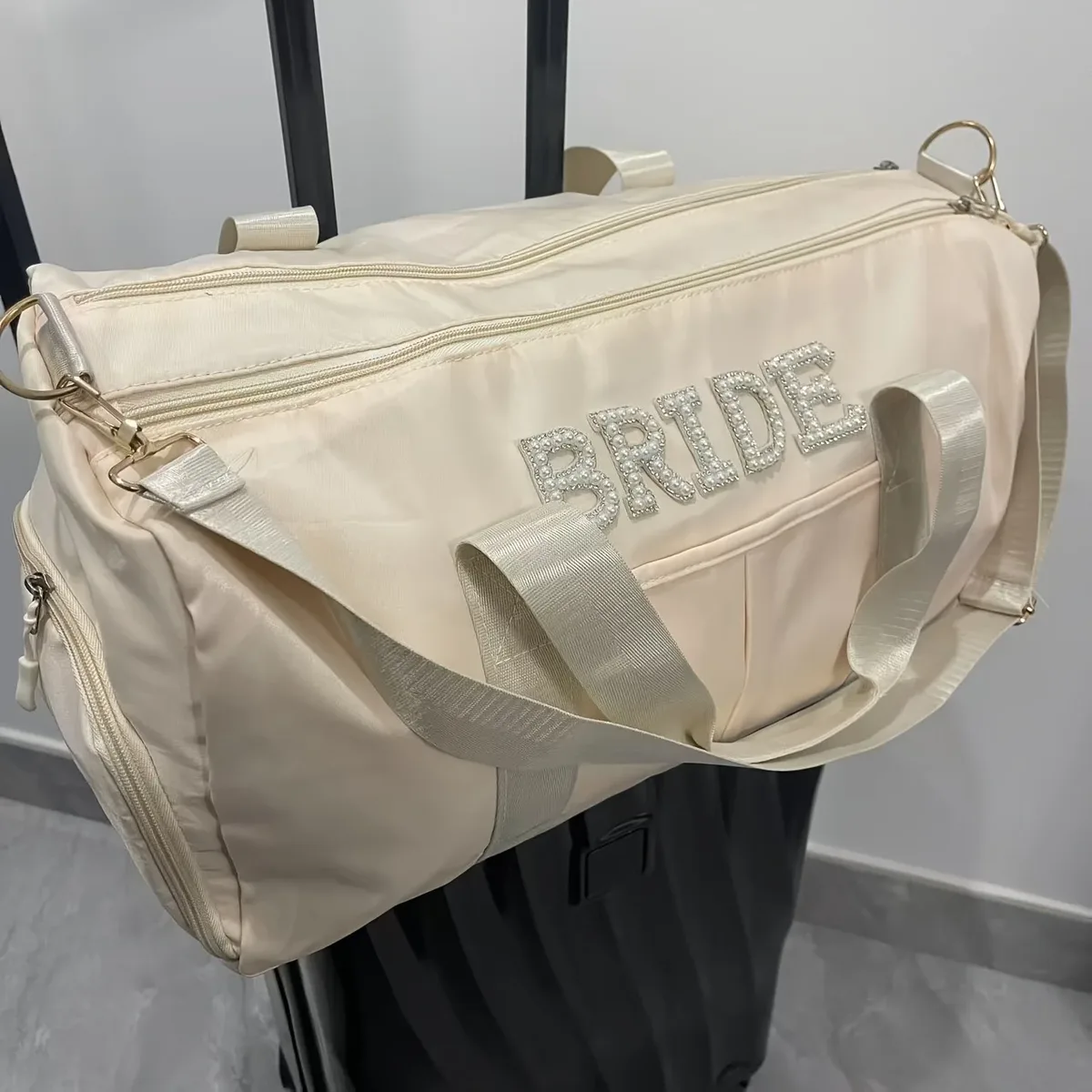 sac de voyage pour couple orné de strass, grande capacité, bandoulière, housse de protection pour bagages, sac de sport, sac de lune de miel, cadeau de mariage, sac de voyage