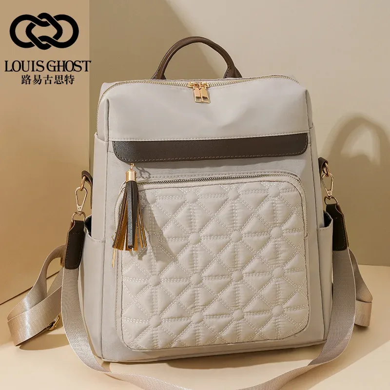 sac à dos matelassé brodé pour femmes, nouveau style coréen, polyvalent, grande capacité, résistant à l'eau, sacs à bandoulière en cuir, 2024