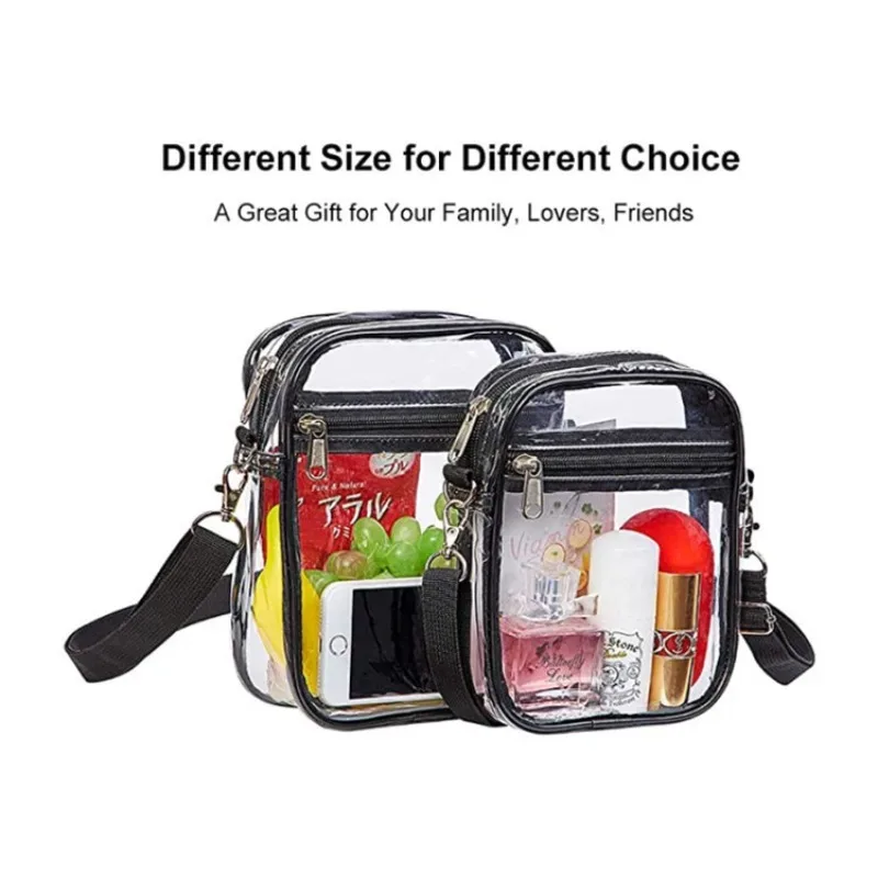 sac à bandoulière transparent avec fermeture éclair et sangle réglable, idéal pour les concerts, les stades, les voyages et l'usage quotidien pour femmes