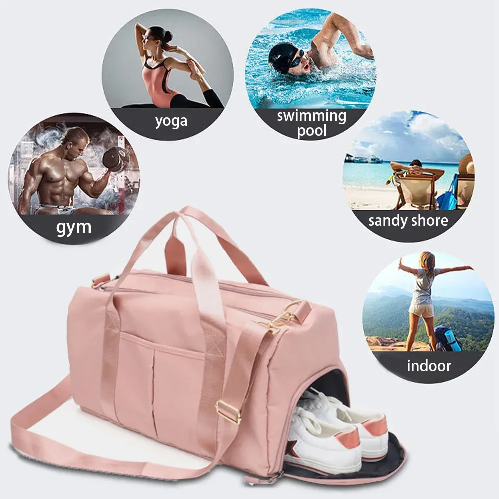 sac de sport pour hommes avec compartiment à chaussures et sac humide, sac polochon de voyage en avion pour femmes, sac fourre-tout de sport et de fitness pour la natation et le yoga