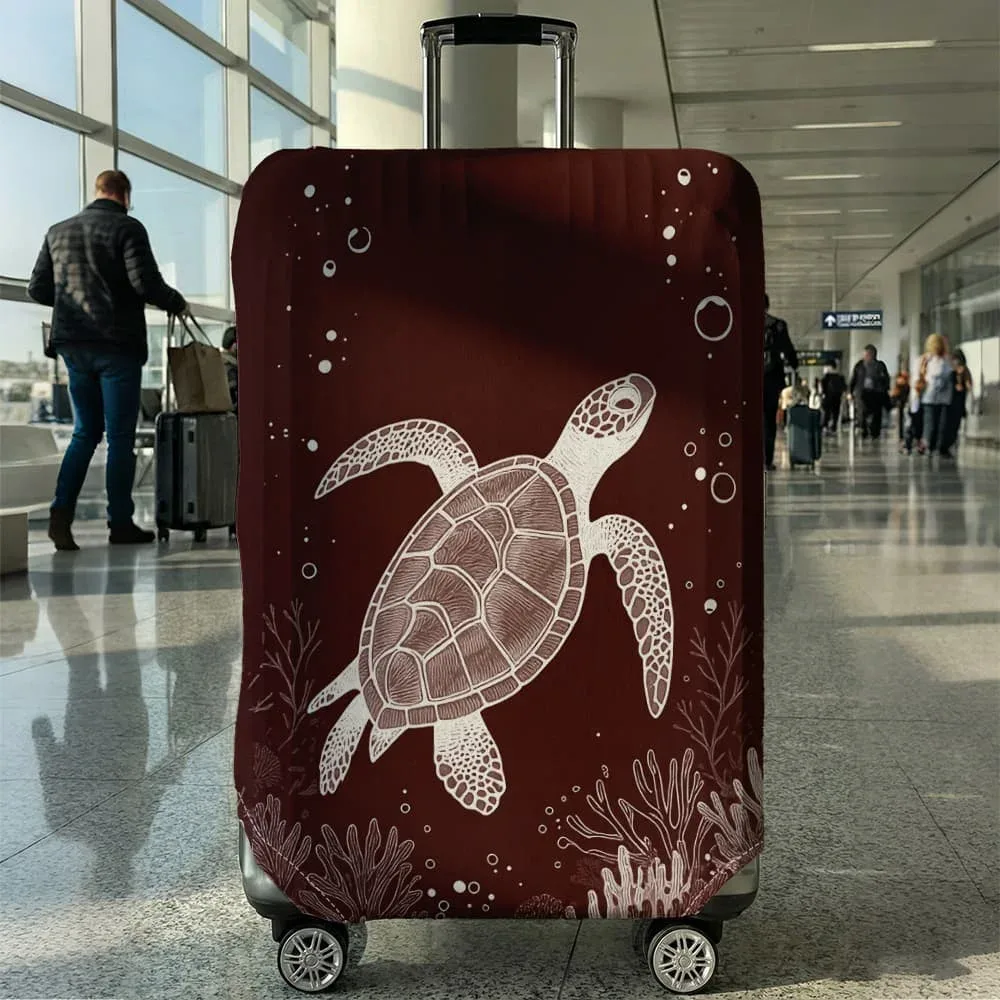 housse de bagage imprimée tortue de mer, adaptée aux bagages de 18 à 32 pouces, housse de poignée de bagage, accessoires de voyage