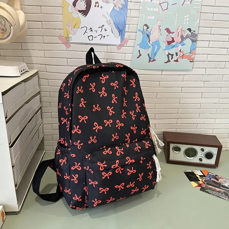 sac à dos japonais mignon de grande capacité, sac d'école à la mode avec nœud papillon, sac à livres pour étudiants, sac à dos léger pour femmes, sac de voyage décontracté