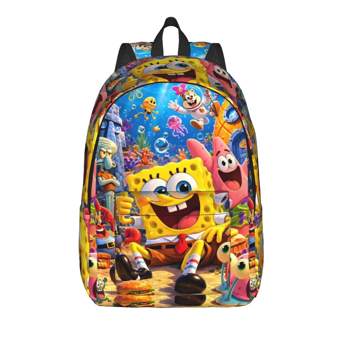 sac à dos jaune solide bob l'éponge, sacs à dos de camping, sacs d'école modernes pour étudiants, sac à dos de haute qualité