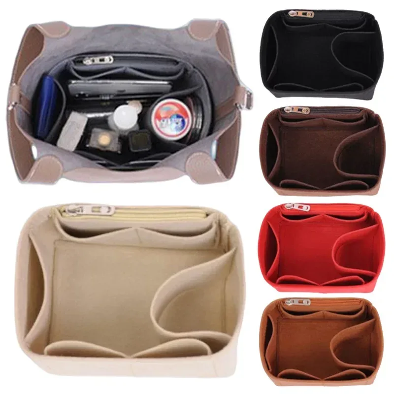sac à cosmétiques de voyage portable, doublure intérieure en feutre, sac à main pour dames, pochette de rangement, organisateur de maquillage, accessoires de rangement à la mode